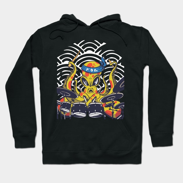 Octopus Drummer Hoodie by WMKDesign